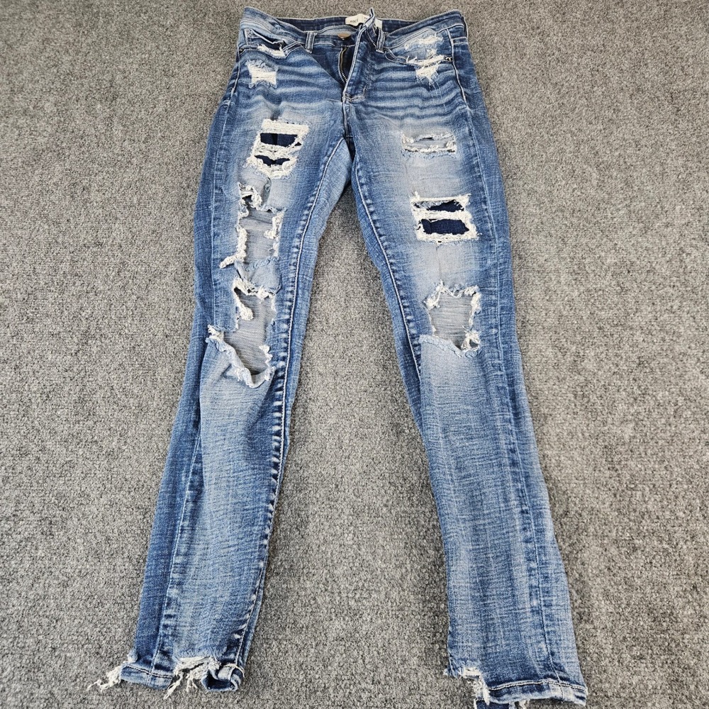BKE Parker High Rise Ankle Skinny Jeans Womens 25 Distressed Medium Wash Denim